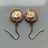 Liberia 1 Cent coin earrings African elephant Monrovia Gbarnga Buchanan Ganta Kakata Zwedru Bong Lofa Harper Pleebo Foya Klao Mano Grebo Cape Kru Mesurado safari e000308