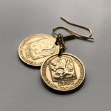 Czechoslovakia 20 Haleru coin earrings socialist republic Czech lion Slovakia Prague Cesky Krumlov Bratislava Bohemia Moravia Charles Bridge Brno Cesky Krumlov Kutná Hora Ostrava Plzeň Slovakia e000325