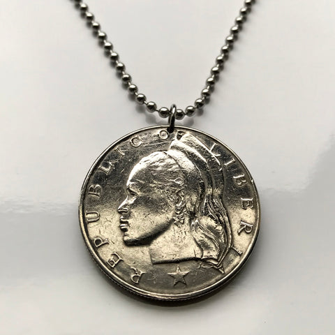 1975 Liberia 1 Dollar Münzanhänger Westafrikanerin Monrovia Gbarnga Buchanan Ganta Kakata Zwedru Harbel Montserrado Nimba Kpelle Bassa Leute Bong Lofa Harper Pleebo Foya Klao Mano Grebo n003257