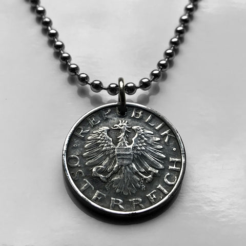1948 Austria Osterreich 10 Groschen coin pendant Austrian eagle Vienna Habsburg shield Salzburg Graz Innsbruck Carinthia Styria Klagenfurt Villach Sankt Pölten Linz Tyrol Wels Dornbirn Wiener n000436