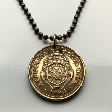 1995 Costa Rica 10 Colones coin pendant San Jose Puerto Limón Alajuela Liberia Puntarenas San Vicente Barranca ticos América Central Heredia Cinco Esquinas Desamparados Tamarindo Arenal n001695