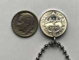 1942 Dutch East Indies Indonesia 1/4 Gulden SILVER coin pendant lion Sundaland Java Prambanan Borobudur Toraja Bali World War 2 WWII n001630