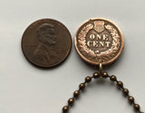 1906 USA Indian Head One Cent coin pendant native American Indian penny shield Liberty United States of America New York antique n000807