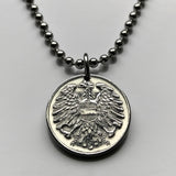 1954 Austria Osterreich 2 Groschen coin pendant Austrian eagle Vienna Salzburg Wien Habsburg Sankt Pölten Linz Styria Graz necklace n000794