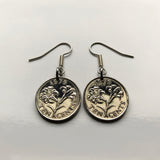Bermuda 1 Cent coin earrings Bermudian Lily Lilies flowering plant Hamilton St George's blossom floral botanical bouquet British West Indies Parish Church Bay Park Davids Island e000020