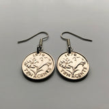 Bermuda 1 Cent coin earrings Bermudian Lily Lilies flowering plant Hamilton St George's blossom floral botanical bouquet British West Indies Parish Church Bay Park Davids Island e000020
