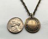 1856 Denmark Danmark 1 Skilling Rigsmont coin pendant Danish crown initial F Copenhagen Odense Strøget Danes Scandinavia Nordic Baltic n002052
