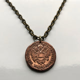 1851 Austria 1 Kreuzer coin pendant necklace jewelry Austrian eagle Vienna Habsburg crown Osterreich Wien Innere Stadt Budapest antique n000998