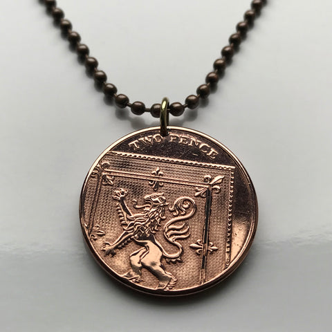 United Kingdom Scotland Great Britain 2 Pence coin pendant necklace jewelry Scottish lion Edinburgh Glasgow Aberdeen Dundee Paisley Perth William Wallace Dundee Aberdeen Lothian Stirling Inverness British n000280