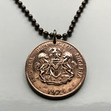 1973 Nigeria 1 Kobo coin pendant Nigerian horse eagle Abuja Lagos black shield West Africa Zuma Rock Victoria Island Harcourt Ibo n001572