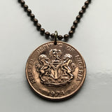 1973 Nigeria 1 Kobo coin pendant Nigerian horse eagle Abuja Lagos black shield West Africa Zuma Rock Victoria Island Harcourt Ibo n001572