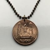 1973 Nigeria 1 Kobo coin pendant Nigerian horse eagle Abuja Lagos black shield West Africa Zuma Rock Victoria Island Harcourt Ibo n001572