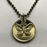 1990 Philippines Pilipinas 25 Sentimo coin pendant necklace jewelry Filipino Swallowtail Butterfly butterflies moths Manila Bohol Cebu Coron Mindanao Luzon Batangas Bulacan Iloilo pinoy n000780