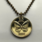 1990 Philippines Pilipinas 25 Sentimo coin pendant necklace jewelry Filipino Swallowtail Butterfly butterflies moths Manila Bohol Cebu Coron Mindanao Luzon Batangas Bulacan Iloilo pinoy n000780