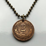 1908 Hungary Magyars 2 Filler coin pendant necklace jewelry Hungarian Holy Crown of Saint Stephen Szent Korona Budapest Debrecen Szeged Miskolc Pécs Győr Gellért Hill Nyíregyháza Jászság Fejér Hajdú-Bihar n000889