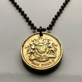 1983 United Kingdom Great Britain 1 Pound coin pendant British arms golden lion unicorn London Scotland Ireland England Wales Scottish n001683