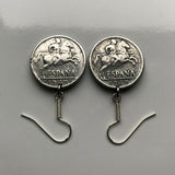 1940 España Spain 10 Centimos coin earrings escudo Español Madrid Barcelona Murcia Asturias Catalan Las Palmas Vigo Gijón Ibiza Oviedo e000376