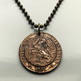 1880 Netherlands 2-1/2 Cents coin pendant Dutch lion Amsterdam Utrecht Holland Rotterdam The Hague Eindhoven Groningen Tilburg Leiden Nederlanden Groningen Almere Stad Breda Nijmegen Gouda n001216