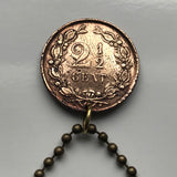 1880 Netherlands 2-1/2 Cents coin pendant Dutch lion Amsterdam Utrecht Holland Rotterdam The Hague Eindhoven Groningen Tilburg Leiden Nederlanden Groningen Almere Stad Breda Nijmegen Gouda n001216