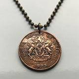 1973 Nigeria 1 Kobo coin pendant Nigerian horse eagle Abuja Lagos black shield West Africa Zuma Rock Victoria Island Harcourt Ibo n001572