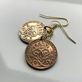 Sweden Sverige 2 Ore coin earrings Swedish crown Tre Kroner initial G Stockholm Malmö Gothenburg Örebro Gotaland Nordic Scandinavia Vikings Västerås Helsingborg Norrköping Smolandia Norsemen e000278