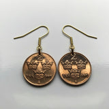 Sweden Sverige 2 Ore coin earrings Swedish crown Tre Kroner initial G Stockholm Malmö Gothenburg Örebro Gotaland Nordic Scandinavia Vikings Västerås Helsingborg Norrköping Smolandia Norsemen e000278