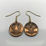 Sweden Sverige 2 Ore coin earrings Swedish crown Tre Kroner initial G Stockholm Malmö Gothenburg Örebro Gotaland Nordic Scandinavia Vikings Västerås Helsingborg Norrköping Smolandia Norsemen e000278