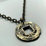 antique! 1727 Korea 1 Mun cash coin pendant Korean jewelry Seoul Busan Incheon Daegu Daejeon Sang Pyong Hun mint treasury Tong Bo Hangul Hanja Joseon Kingdom Baekje Goguryeo Silla n002173c