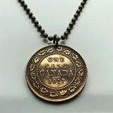 1917 Canada Large Cent coin pendant Canadian maple leaves Montreal Vancouver Quebec Ottawa Toronto North America necklace n000251