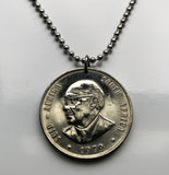 1979 South Africa 1 Rand coin pendant jewelry springbok antelope Cape Town Johannesburg Durban Pretoria Port Elizabeth Bloemfontein Soweto Tswana Xhosa Afrikaans Zulu Kgalagadi Kruger Park n000695