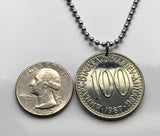 1987 Yugoslavia Jugoslavija 100 Dinara coin pendant Serbia Croatia Belgrade Zagreb Bosnia Herzegovina Skopje Slovenia Sarajevo Macedonia Montenegro Kosovo Šibenik Novi Sad Split Niš n001369