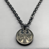 1912 Serbia 5 Para coin pendant necklace jewelry Serbian double head eagle Belgrade Niš city Nišava Nemanjić dynasty Yugoslavia crowned king necklace n001102