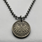 1900 Germany Deutschland 5 Pfennig coin pendant German eagle Berlin Munich Bundesadler Dresden Bonn Hanover Leipzig Dortmund Bavaria n000640