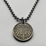 1900 Germany Deutschland 5 Pfennig coin pendant German eagle Berlin Munich Bundesadler Dresden Bonn Hanover Leipzig Dortmund Bavaria n000640