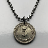 1900 Germany Deutschland 5 Pfennig coin pendant German eagle Berlin Munich Bundesadler Dresden Bonn Hanover Leipzig Dortmund Bavaria n000640