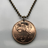 1950 Somalia 5 Centesimi Münze Anhänger Halskette Schmuck Somalischer Elefant Mogadischu Hargeisa Bosaso Horn von Afrika Galkayo Borama Burao Kismayo Merca Afgooye Dhambalin Barawa Hafun Somaliland Puntland Gondershe n000852