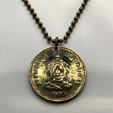 1993 Honduras 10 Centavos coin pendant pirámide Lempira Lenca masonic eye Catracho Tegucigalpa Choluteca Yoro Olancho El Paraíso Atlántida Copán La Ceiba San Pedro Sula Choloma Progreso Comayagua n003224