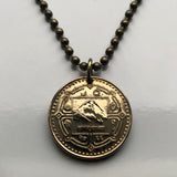 2009 Nepal 1 Rupee coin pendant Nepalese map Mount Everest Sagarmatha Himalayan mountains sun moon Mahalangur Himal Tibet necklace n001729