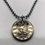 1922 Czechoslovakia 50 Haleru coin pendant necklace jewelry Czech lion Slovak shield Praha Charles Square Karlštejn Castle Kutná Hora Hradčany n000183_b