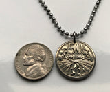 1922 Czechoslovakia 50 Haleru coin pendant necklace jewelry Czech lion Slovak shield Praha Charles Square Karlštejn Castle Kutná Hora Hradčany n000183_b