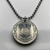2000 Romania 500 Lei coin pendant necklace jewelry Romanian golden eagle Bucharest Orthodox cross Balkans Moldavia Wallachia Transylvania n001907