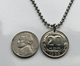 Collar con colgante de moneda de 20 kopeks de la URSS CCCP de 1953, Rusia comunista, Unión Soviética, joyería de Moscú, socialista, Sochi, Rossiya, Lenin, Stalin, Marx, martillo y hoz n003536