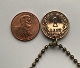 1898 Netherlands Nederland 1 Cent coin pendant necklace jewelry Dutch lion Amsterdam Utrecht Nederlanden Groningen Almere Stad Breda Nijmegen Gouda Muiden n001209