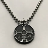 1943 Netherlands Nederland 1 Cent coin pendant Dutch Circled Cross World War 2 Nazi Germany occupation WWII Holland Amsterdam Rotterdam The Hague Utrecht Eindhoven Groningen Tilburg Gouda Zeeland n003540