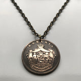 antique! 1867 Romania 10 Bani coin pendant Romanian lion crown Bucharest Wallachia Moldavia Transylvania Cluj Napoca Iasi Constanta Timisoara Brasov Craiova Galati Oradea Ploiesti Braila Sibiu Bran Dracula's castle Vlad the Impaler Vlachs n001609
