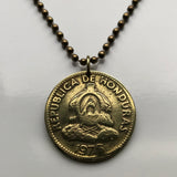 1976 Honduras 10 Ct coin pendant pirámide Lempira Lenca masonic eye Catracho Tegucigalpa Choluteca Yoro Olancho El Paraíso Atlántida Copán Honduran La Ceiba San Pedro Sula Choloma El Progreso Comayagua Cortés Francisco Morazán Juticalpa Yuscarán n001993