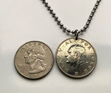 Norway Norge Noreg 1 Krone coin pendant necklace jewelry Norwegian crown Oslo Bergen Nynorsk Bokmål Stavanger Sandnes Nordic Scandinavian king queen Lillehammer Drammen Fredrikstad/Sarpsborg Hordaland Sami Norsemen Viking Trondheim Den norske løve n000173