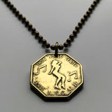 New York City strip tease Peep Show coin token pendant necklace jewelry Show World Center Times Square 42nd street dancing lady bachelor party NYC n001735