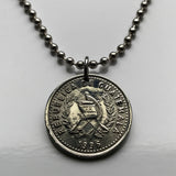 1991 Guatemala 10 Centavos coin pendant necklace resplendent quetzal bird Quiriguá Maya Pillar ruin Huehuetenango K’iche' Escuintla Jutiapa Petapa Tikal n000987