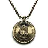 2012 India 5 Rupees coin pendant Ashoka Lion Vaishno Devi Mandir Hindu temple Trikuta Vaishnavi Sarnath Mumbai Bangalore Hyderabad n002597
